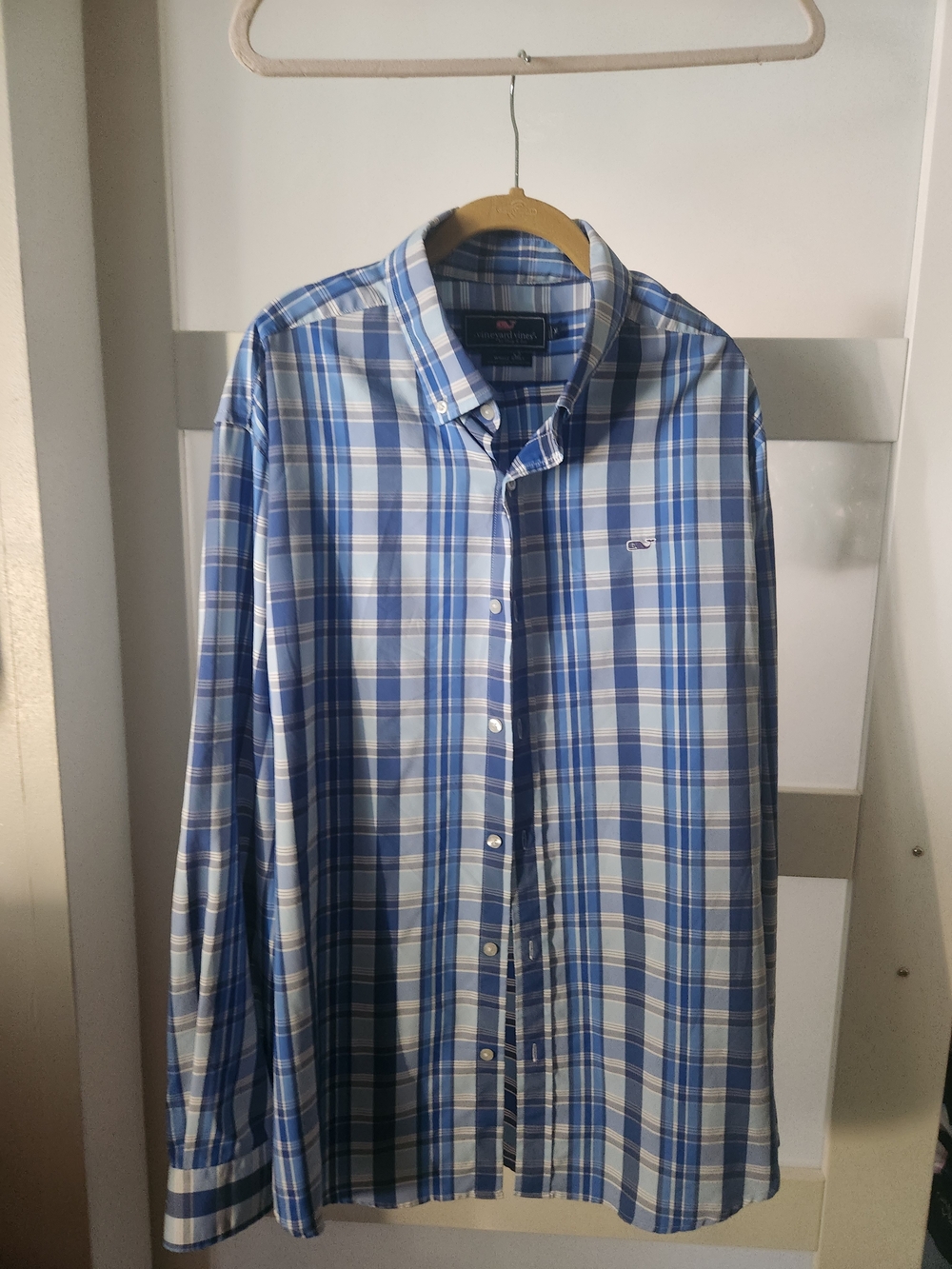 Vineyard Vines Blue and White Plaid Button-Down Shirt